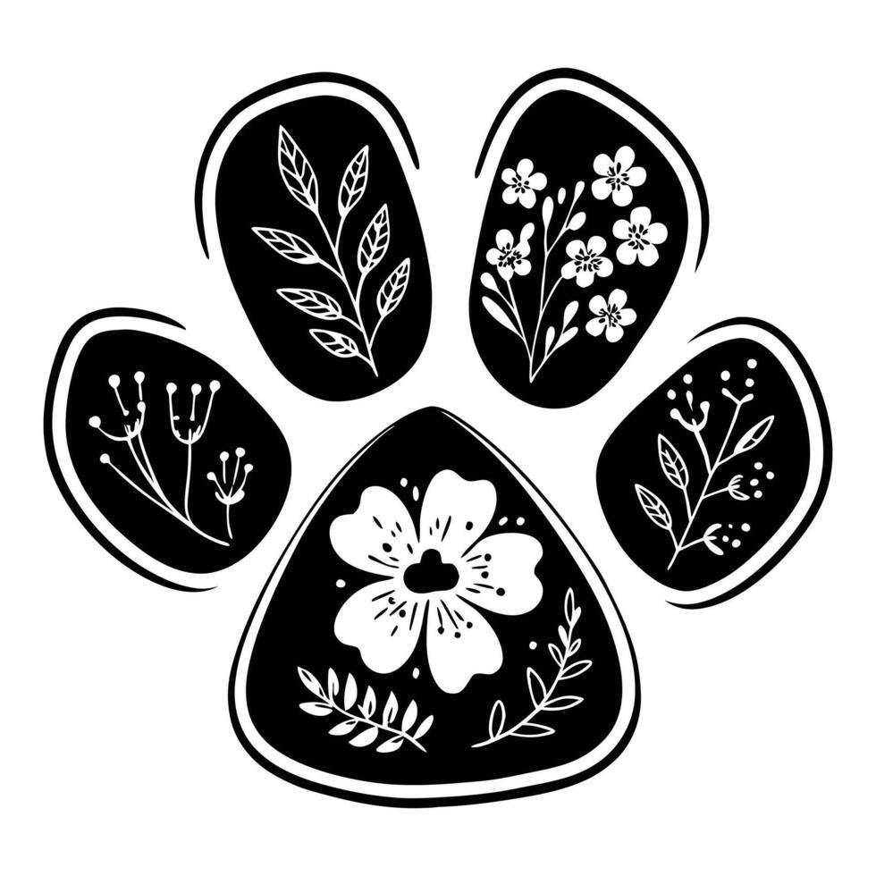 Floral Paw Footprint Design for Dog Lovers vector
