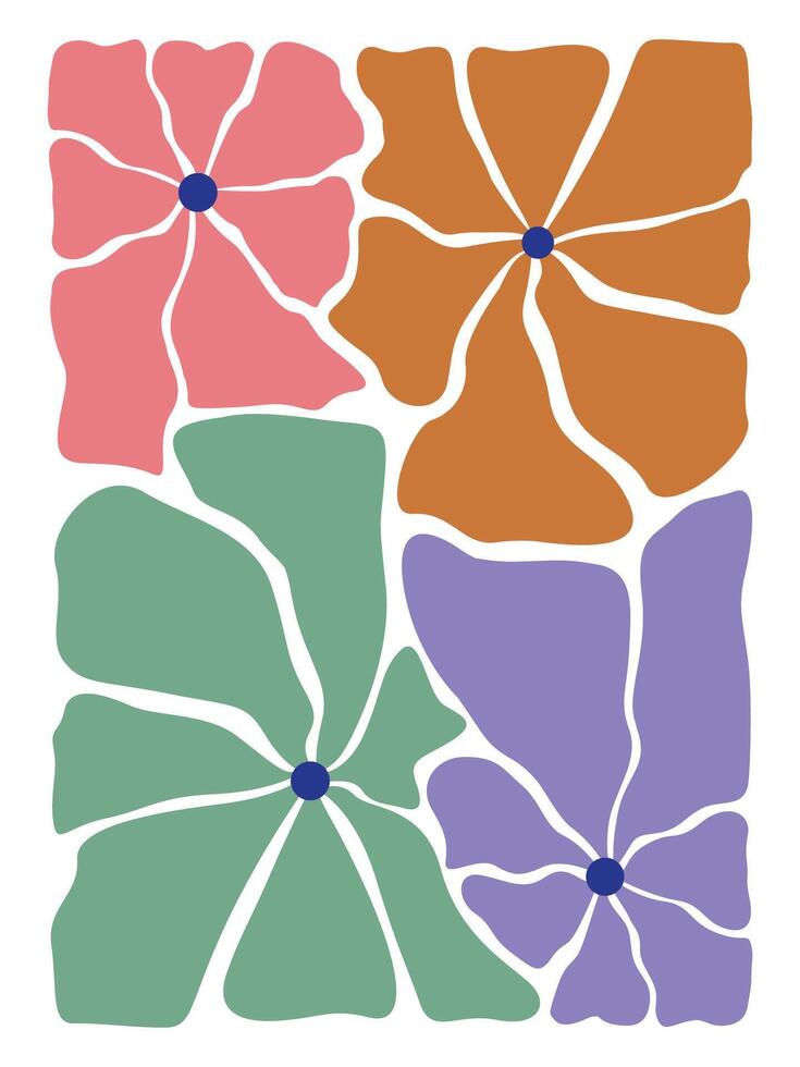 Abstract Vintage Floral Art with Bohemian Style vector