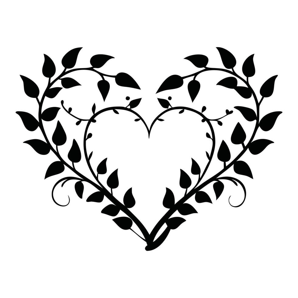 Flowers Wreath Heart Illustration with Leaf and Floral Heart Shaped Design vector