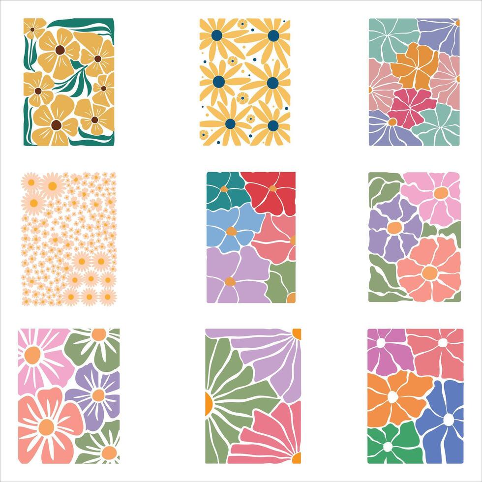 Delicate Abstract Flower Elements with Vintage Influence vector