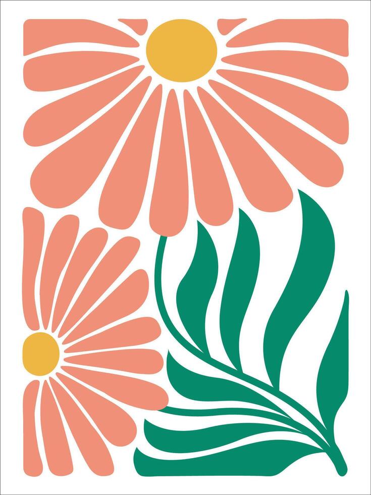 Whimsical Abstract Flowers with Timeless Vintage Appeal vector