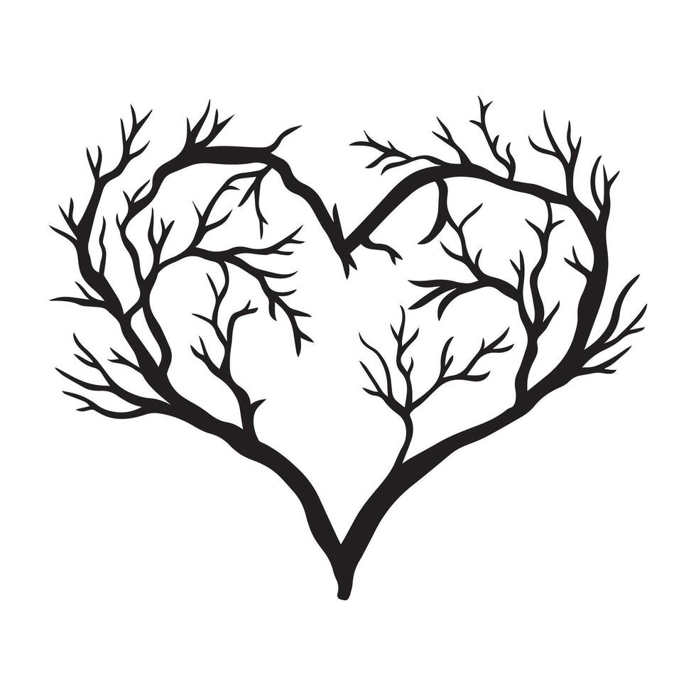 Edgy Heart Design with Thorns and Flowers vector