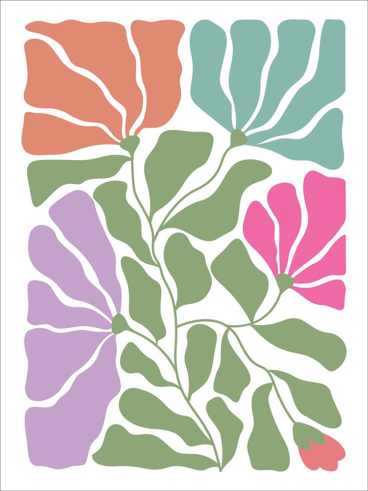 Artistic Retro Floral Design with Soft Pastel Touch vector