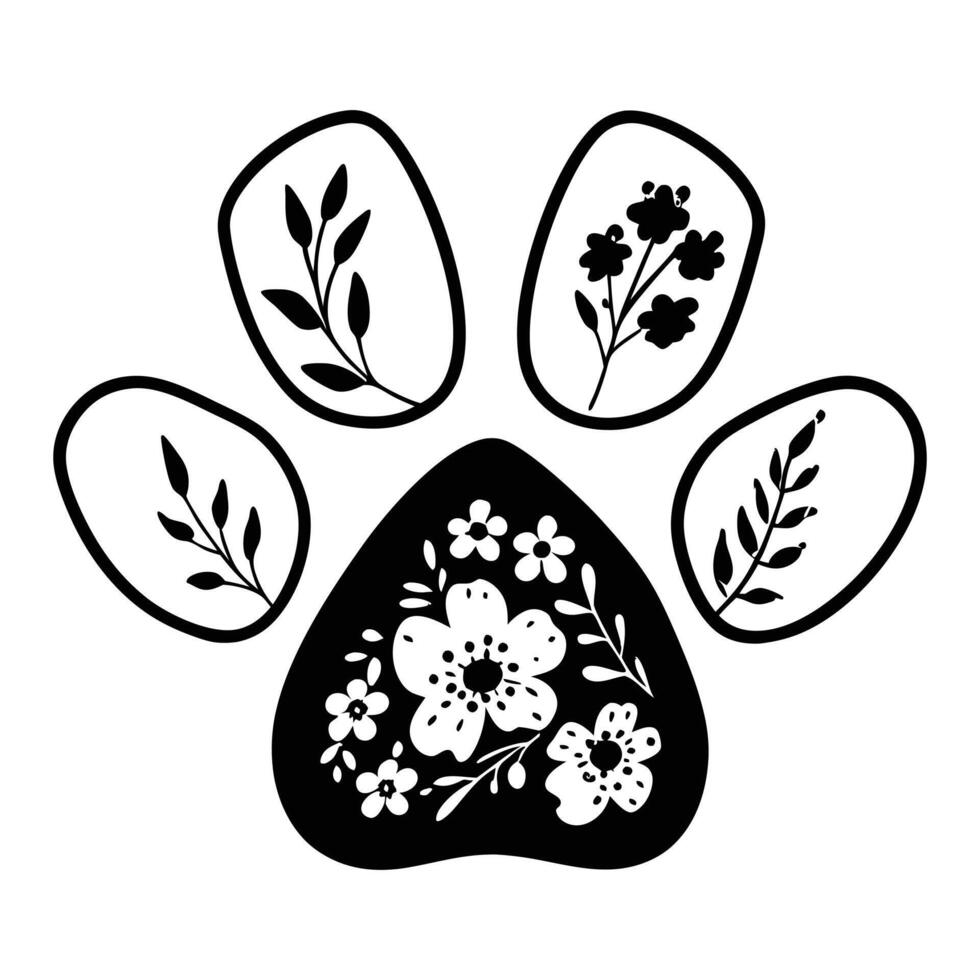 Dog Lover Floral Paw Sublimation Art vector