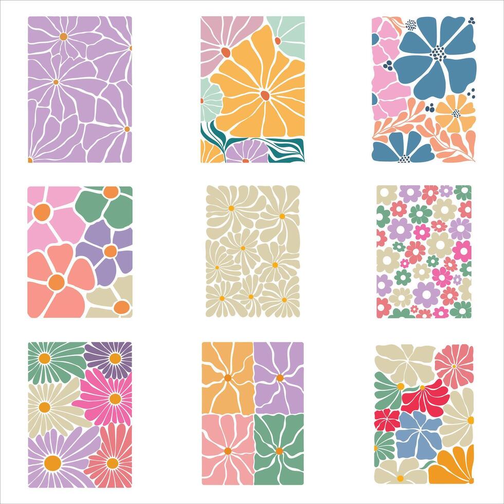 Soft and Stylish Boho Floral Design with Retro Influence vector