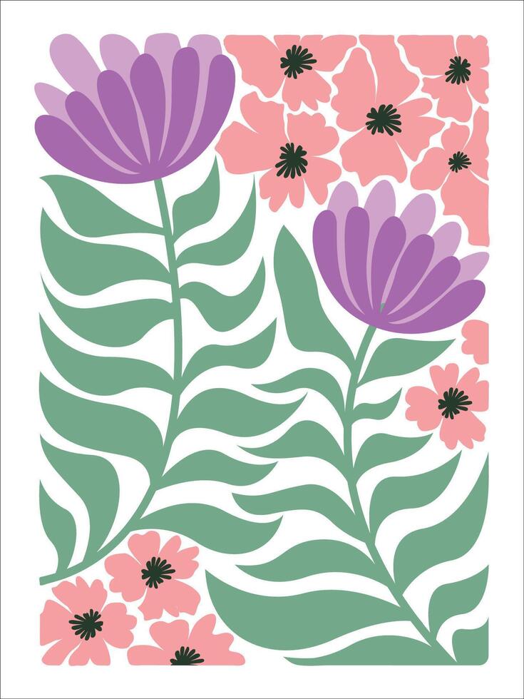 Retro Inspired Abstract Blooms for Digital Art vector