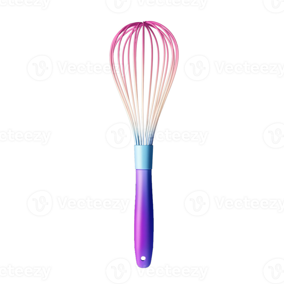 Colorful kitchen whisk with pastel gradient handle on Transparent background png