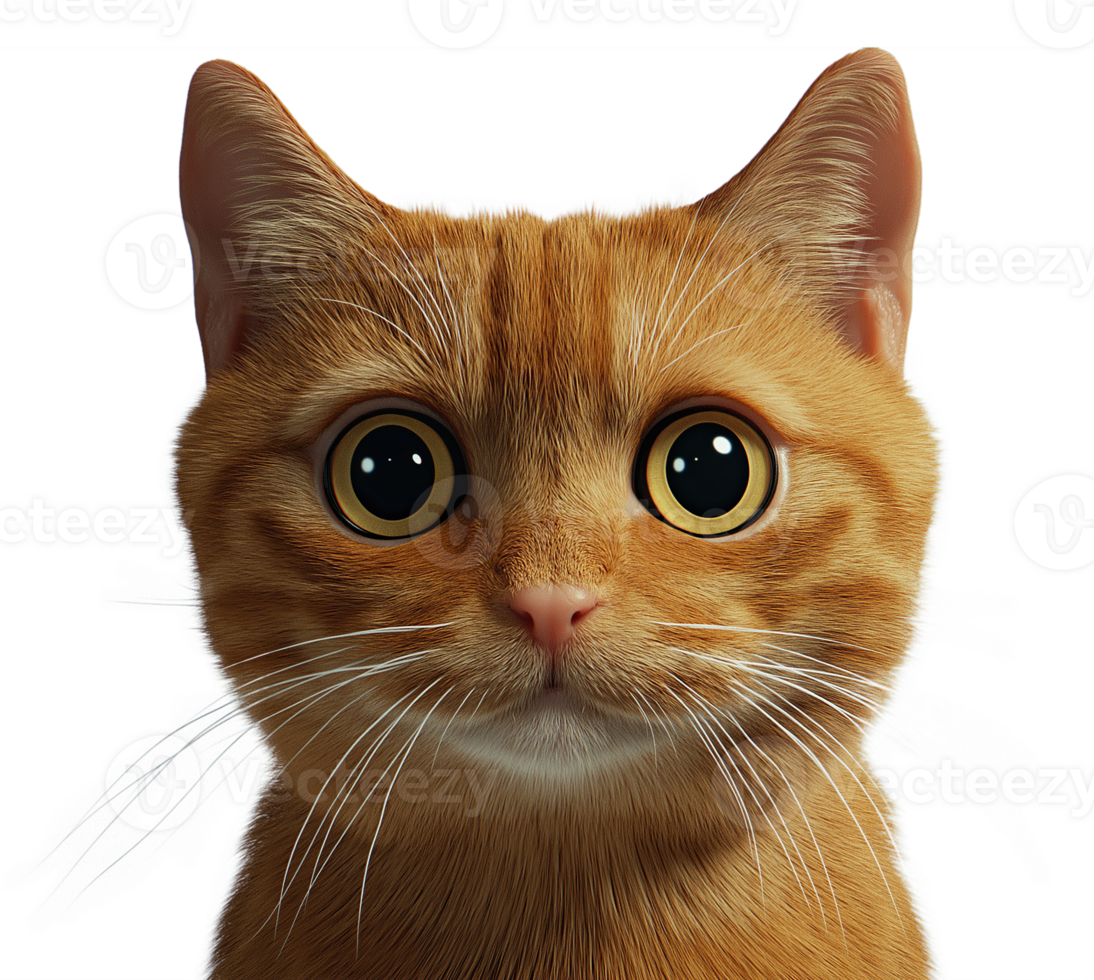 Orange Cat with Focused Expression Transparent Background png
