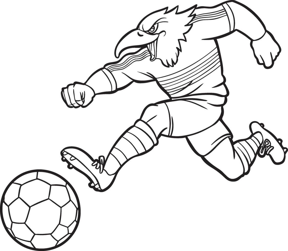 Eagle Soccer Player Mascot outline vector