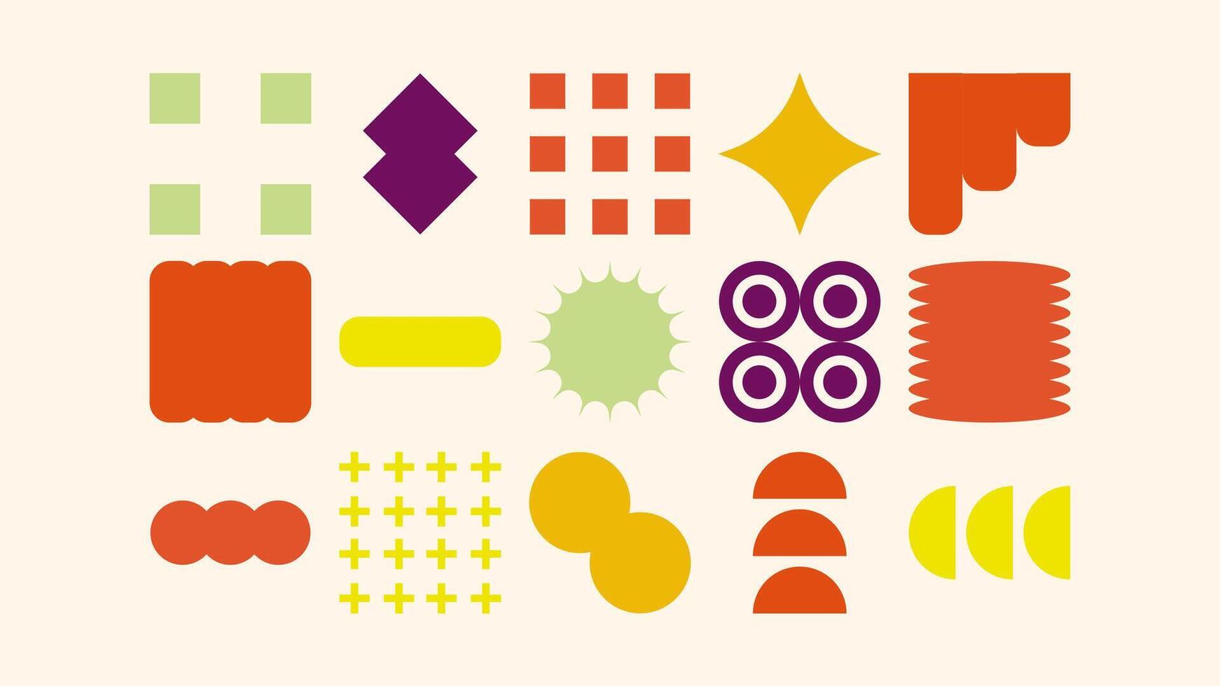 Retro geometric cute hand-drawn sketch elements for kids print, wrapping paper, background design, and school projects vector