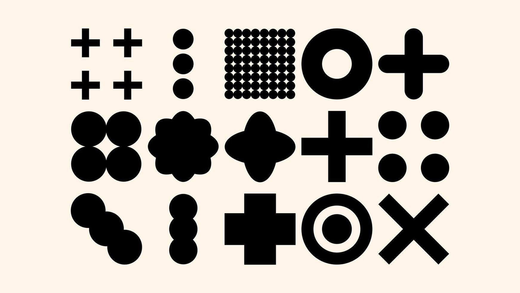 Geometric doodle elements set in retro kids style. Crayon sketch symbols, shapes, zigzags, grids, stars, and waves for fun creative design and school projects vector