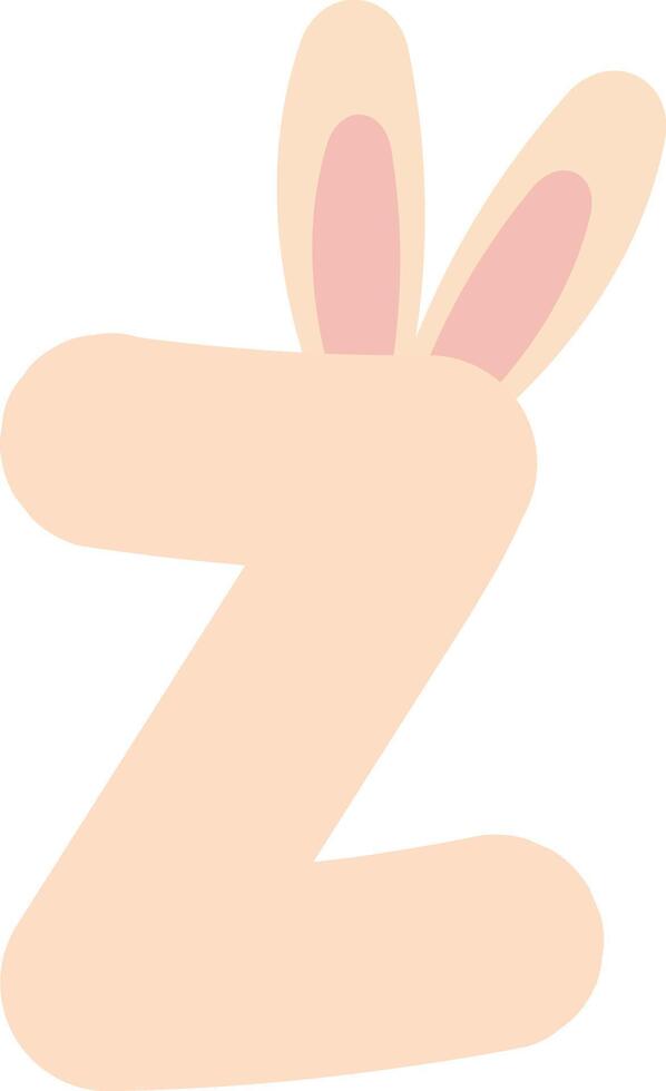 Pastel Easter Bunny Letter Z vector