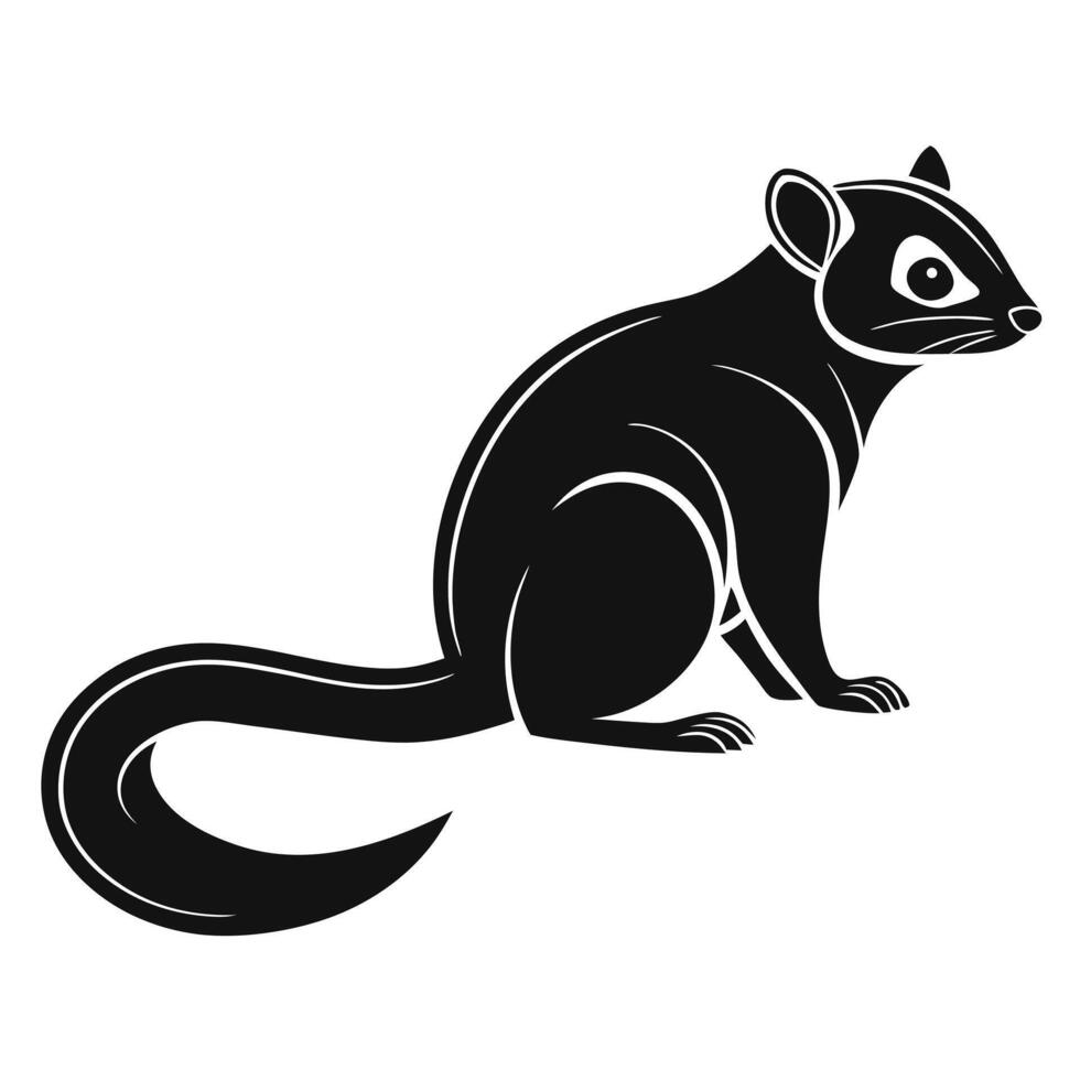Standing Sugar Glider Silhouette Profile Pose vector