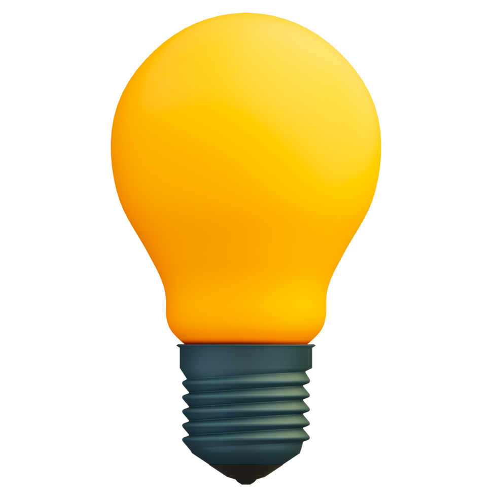 3d of light bulb icon on transparent background saving and brainstorming concept png