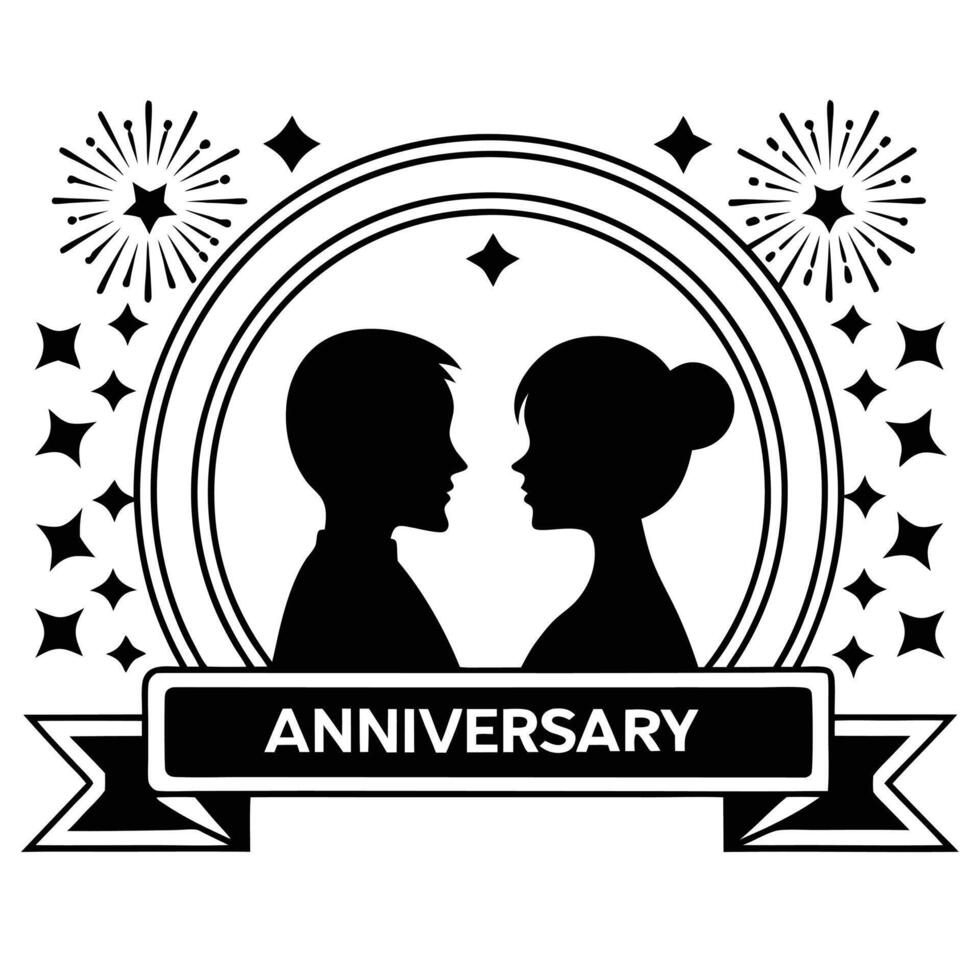 Elegant Lovers Silhouette for Anniversary Artwork vector