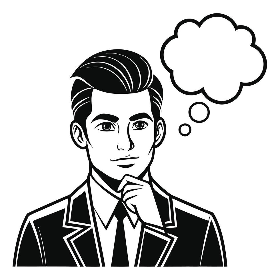 Silent Man Silhouette Capturing Introspection vector