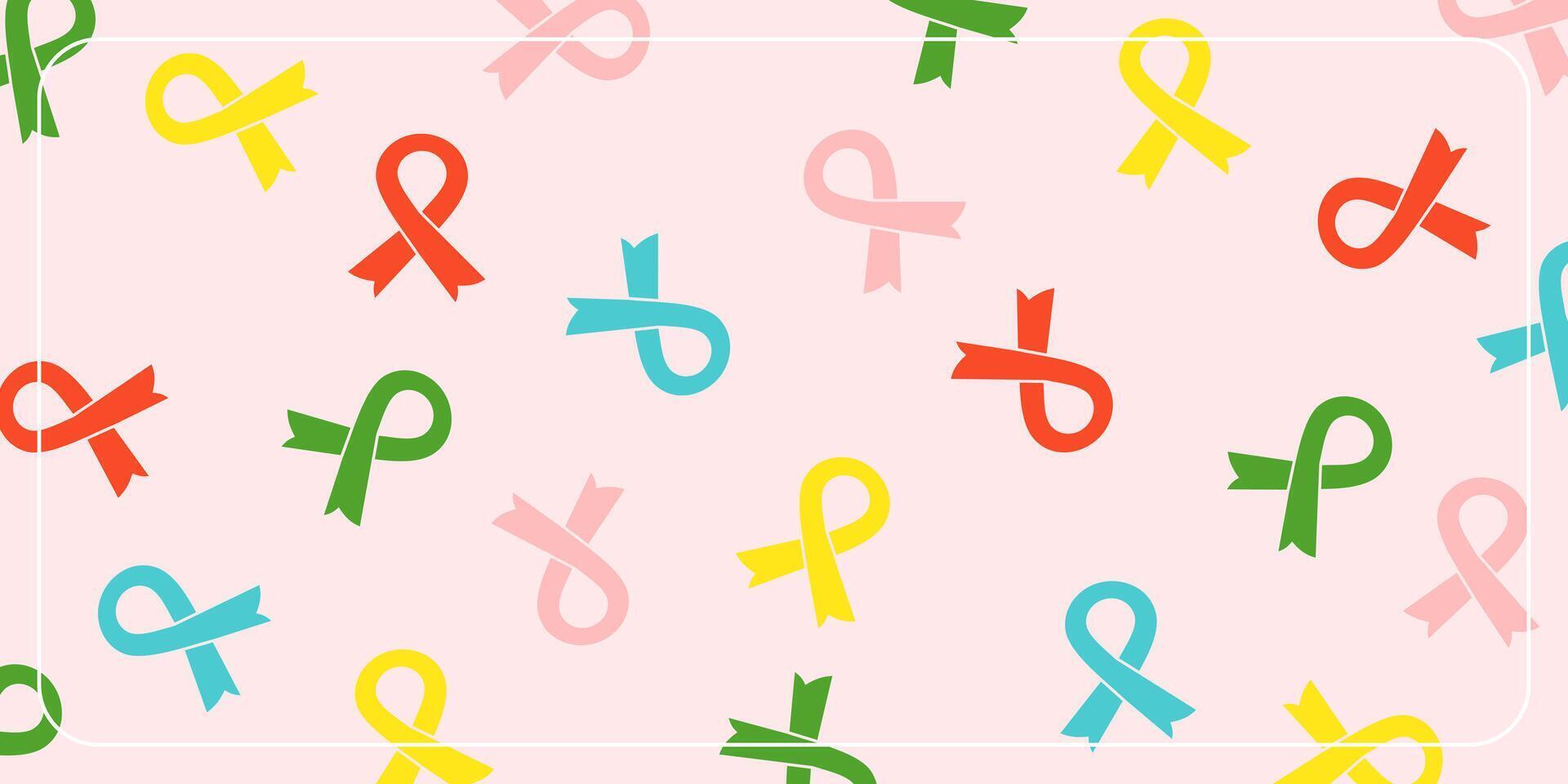 abstract pattern on pink background with colorful ribbon icons. design for banner, poster, greeting card, social media. vector