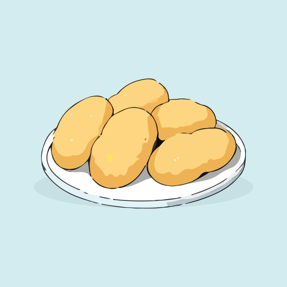 A plate of delicious golden-brown potato dishes. vector