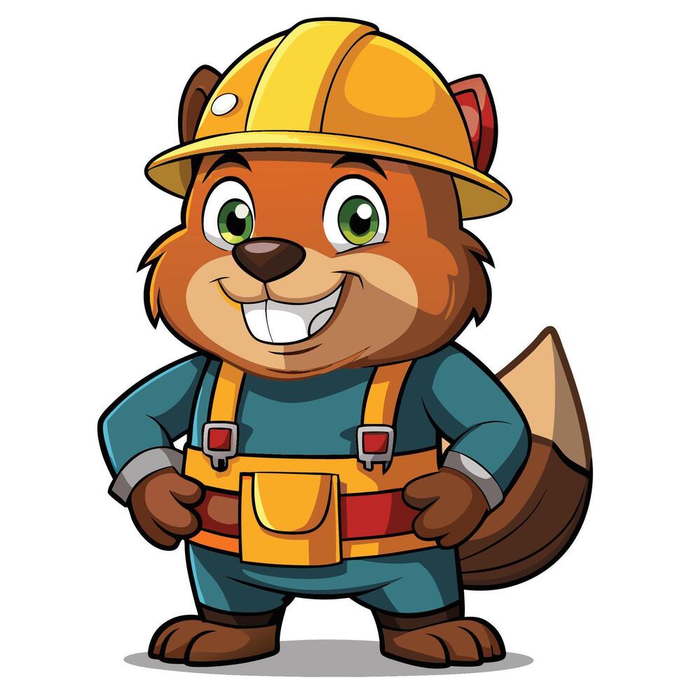 a cartoon squirrel wearing a hard hat vector