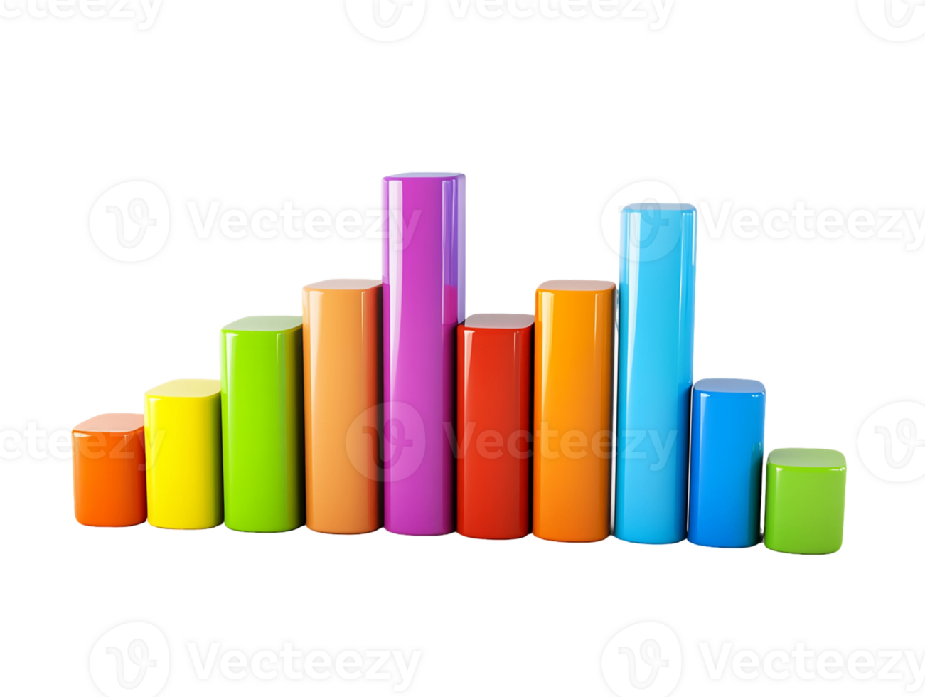 Colorful 3D Bar Graph Illustration with Transparent Background png