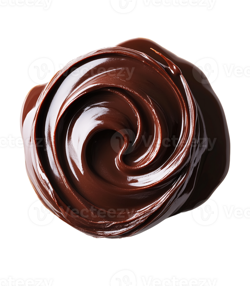 Dark Brown Chocolate Swirl with Glossy Texture on Transparent Background png