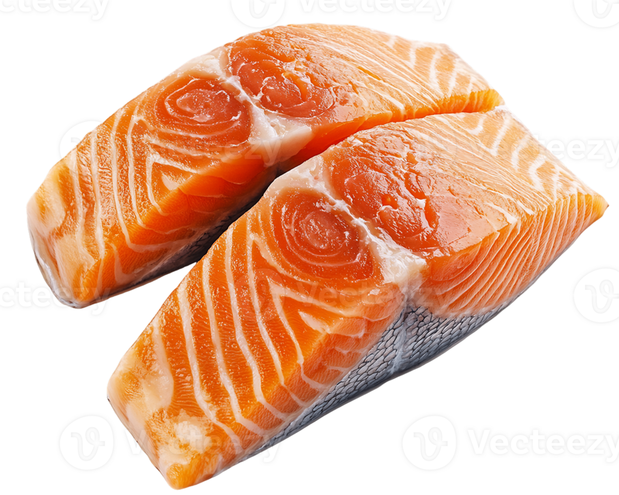 2 Fresh Salmon Fillets on Transparent Background png
