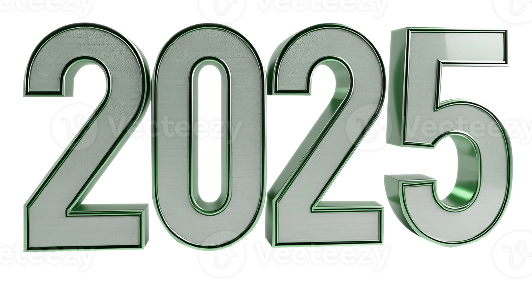 The image shows the year 2025 depicted in a metallic silver font png