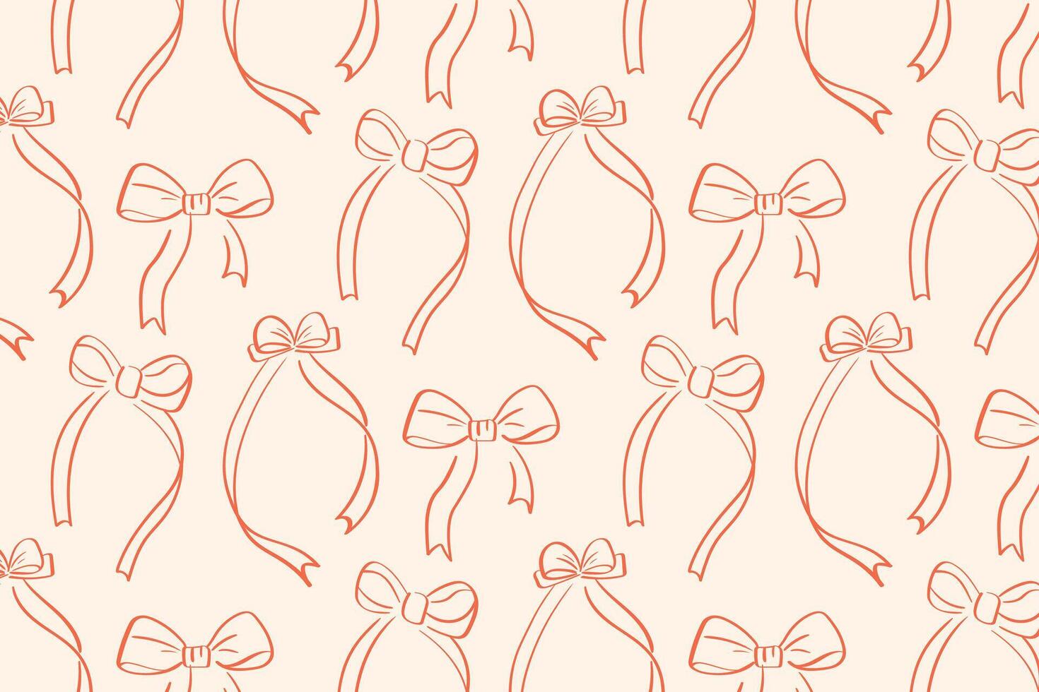 Bows fancy doodle hand drawn seamless rococo pattern. Cute girly ribbon background. Design for wrapping paper, decor, stationery vector