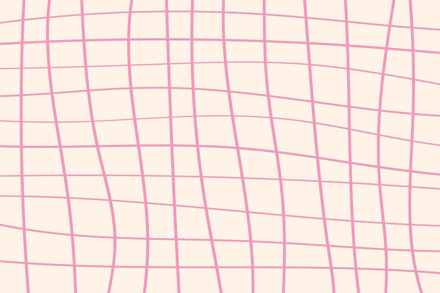 Wavy Grid Pattern in Pink on Cream Background. Minimalistic background with hand drawn, pastel pink grid on soft cream background. Retro geometric design is perfect for wrapping paper, textiles vector