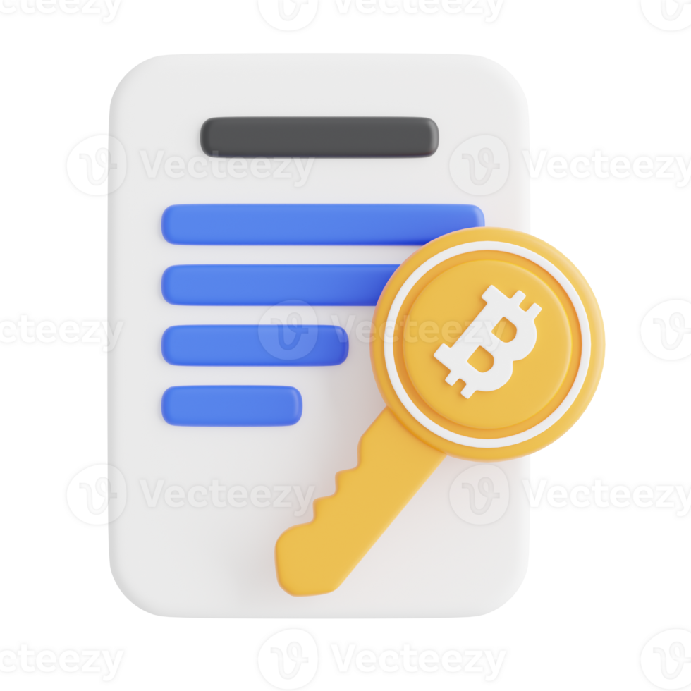 Bitcoin Key Agreement 3D Icon Illustration png