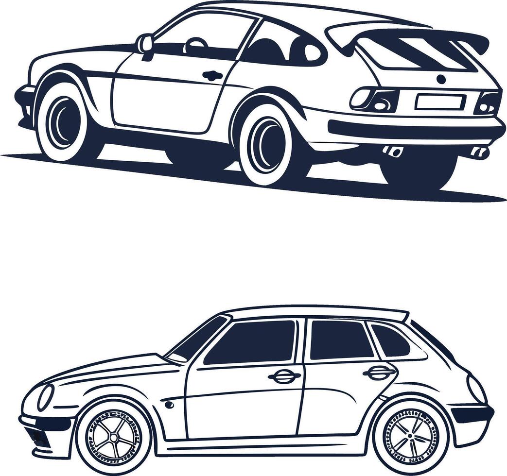 cute car collection silhouette vector