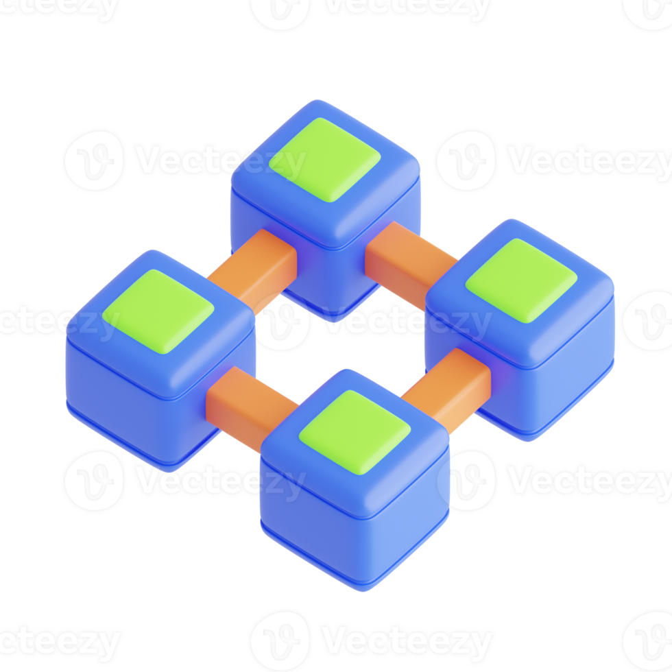 Blockchain connection 3D Icon Illustration png