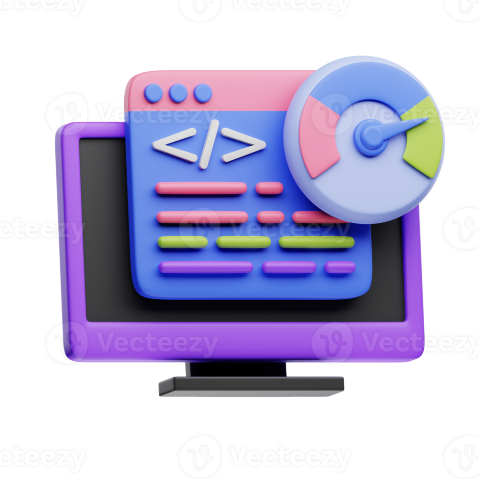 Code Performance 3D Object Illustration png