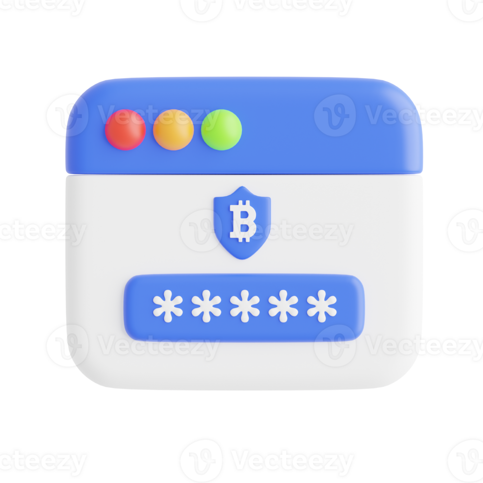 Blockchain Password 3D Icon Illustration png