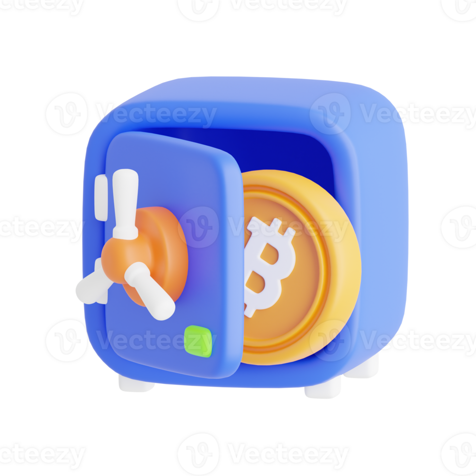 Bitcoin Locker 3D Icon Illustration png