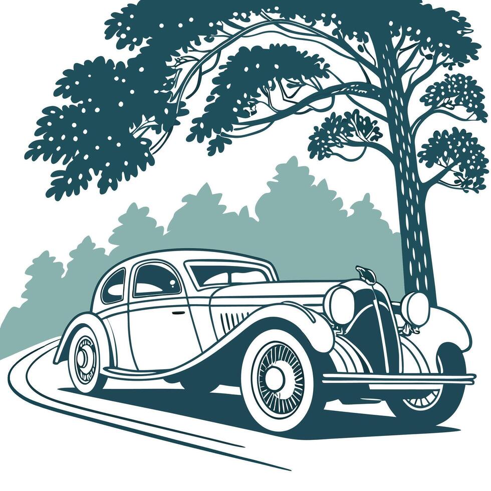 Flat Classic Car design vector