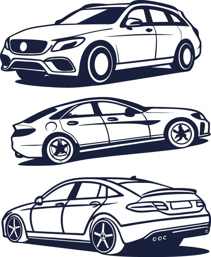 Cars Style Icons silhouette vector