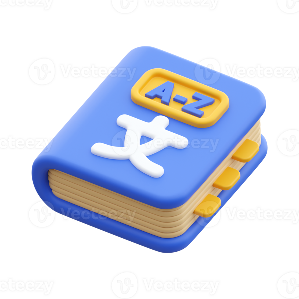 Dictionary Book 3D Object Illustration png