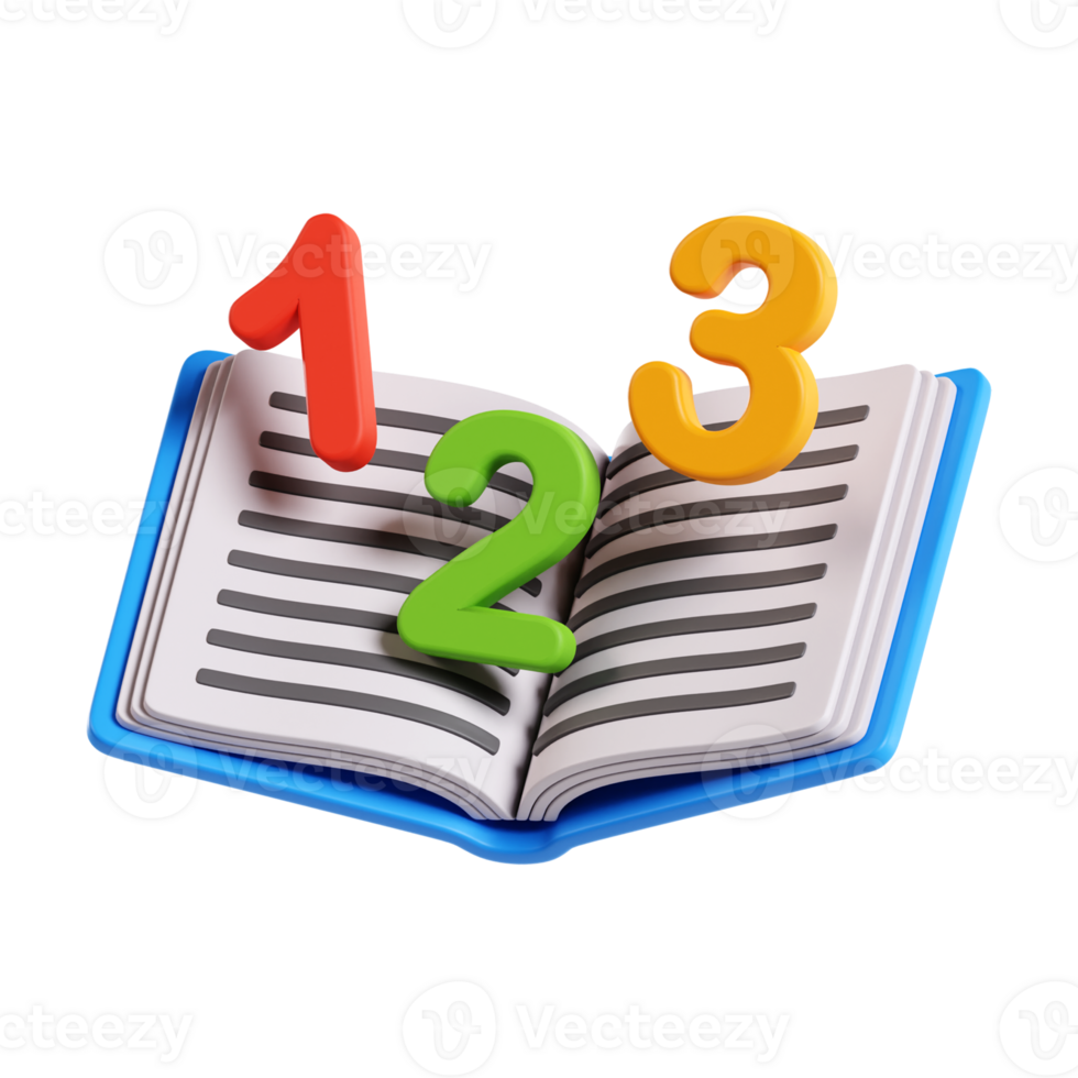 Number Book 3D Object Illustration png