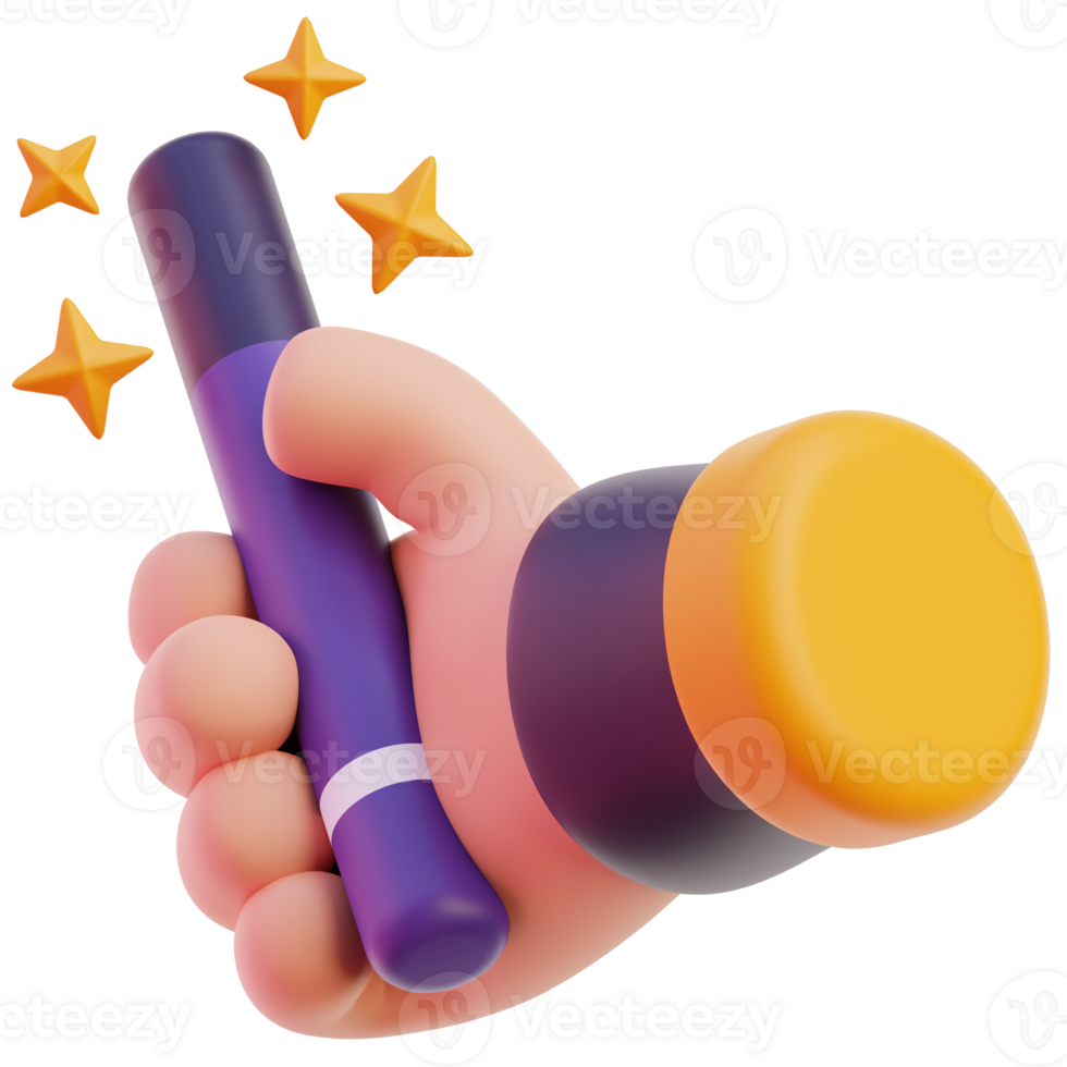 hand magic wand 3D Illustration png