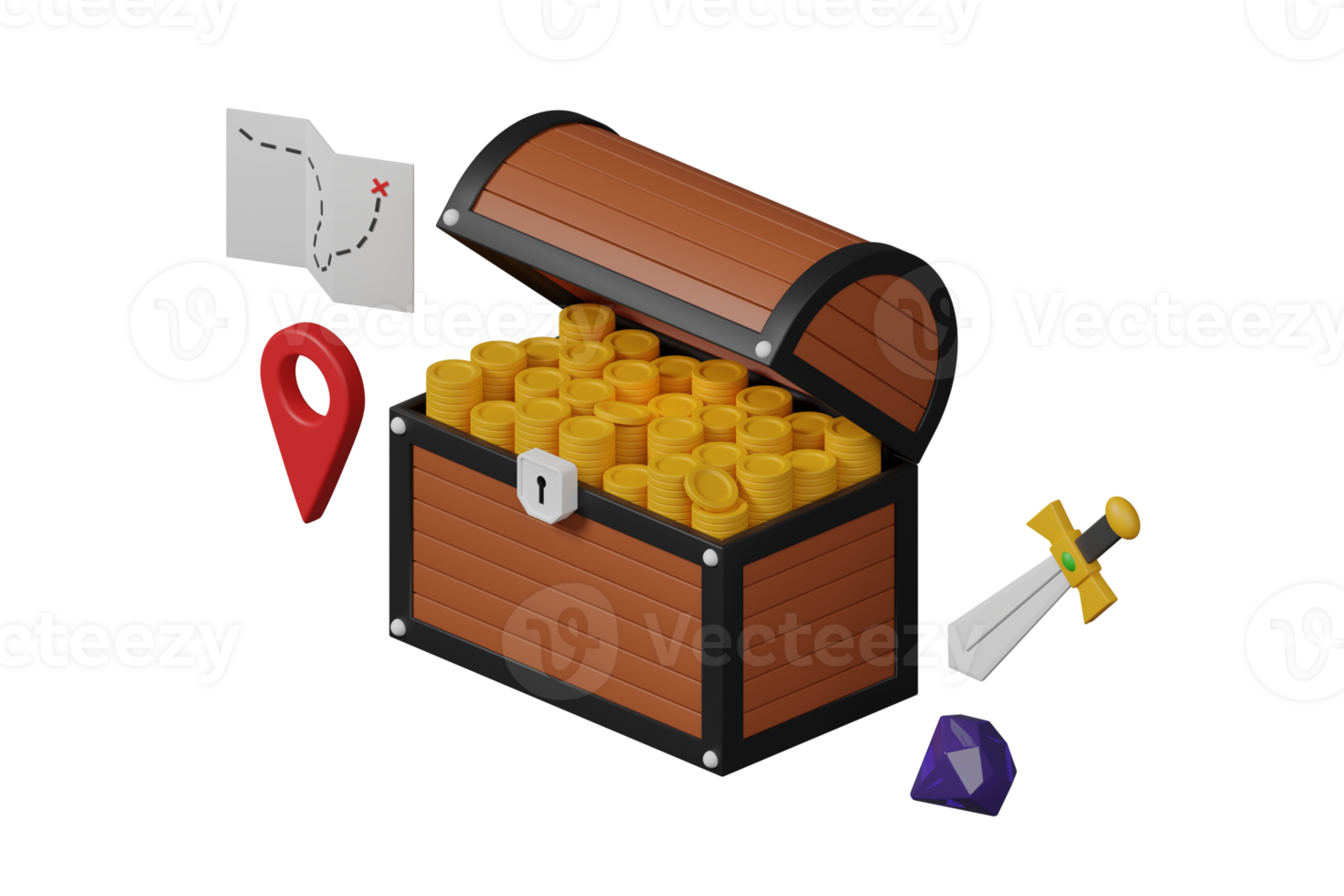 Treasure Chest 3D Illustration png