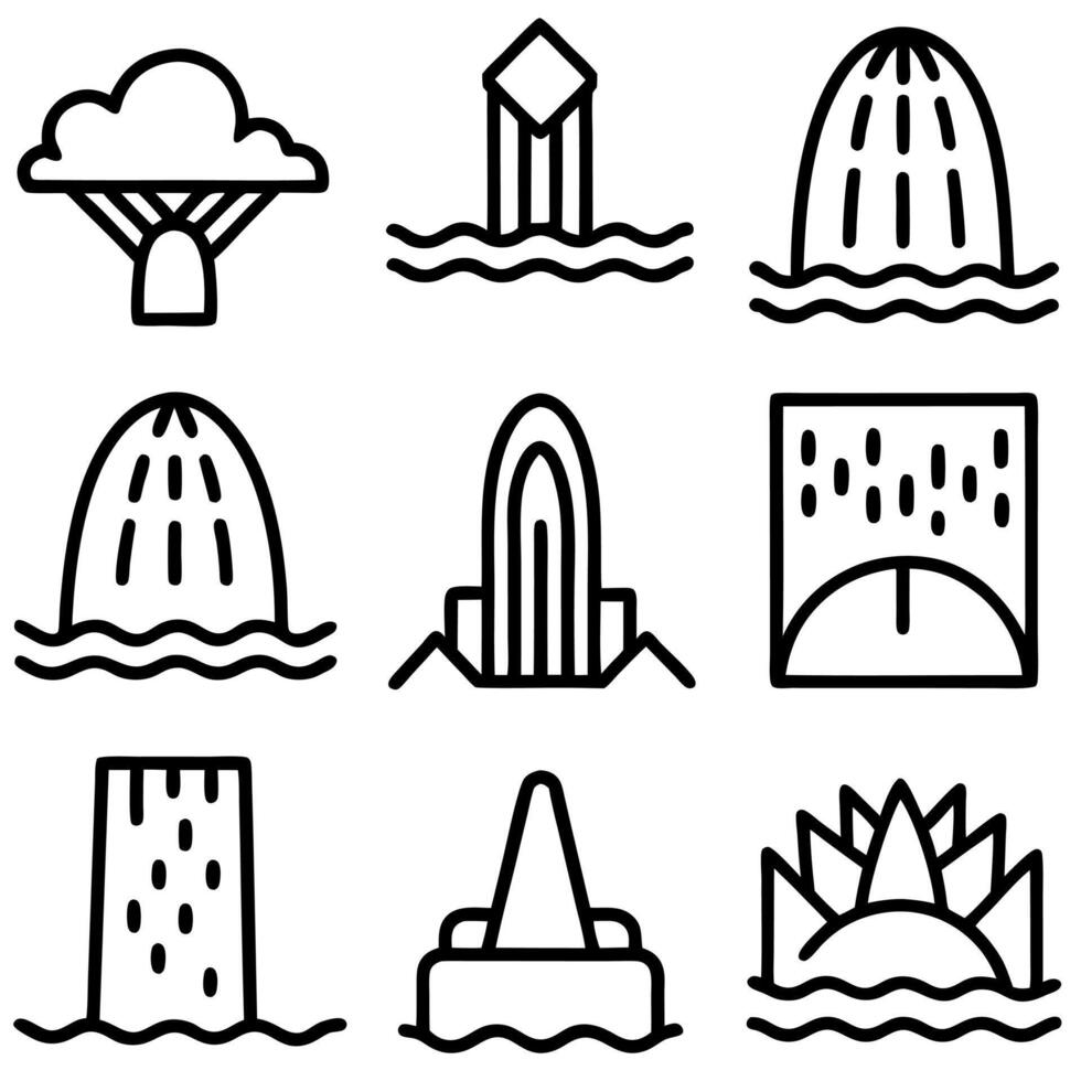 Minimalistic Waterfall set design vector