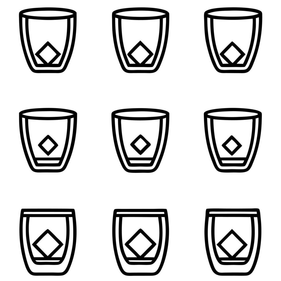 t Whiskey Glass Icon Set for Beverage and Drink Designs vector