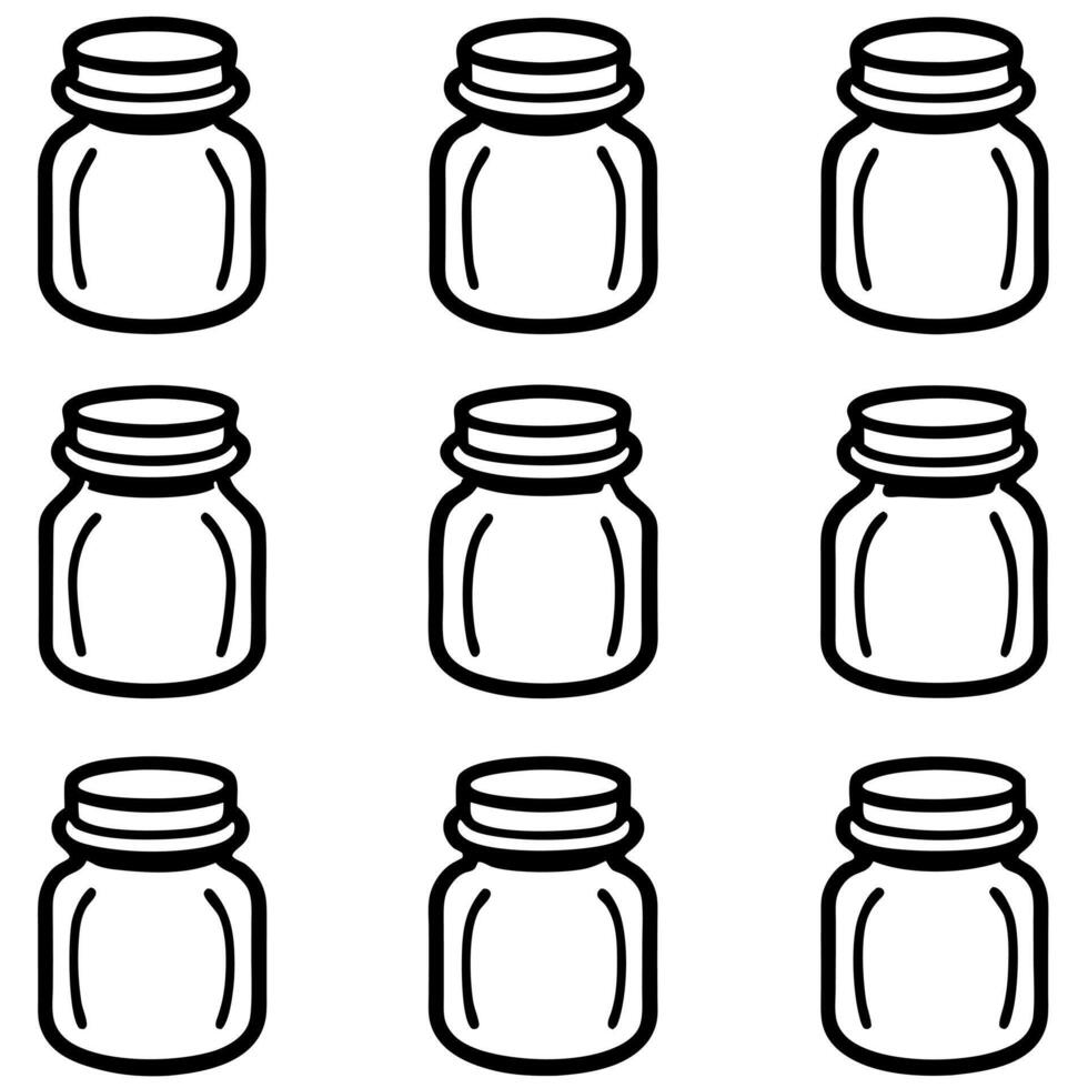 Black Line Art Glass Jar vector