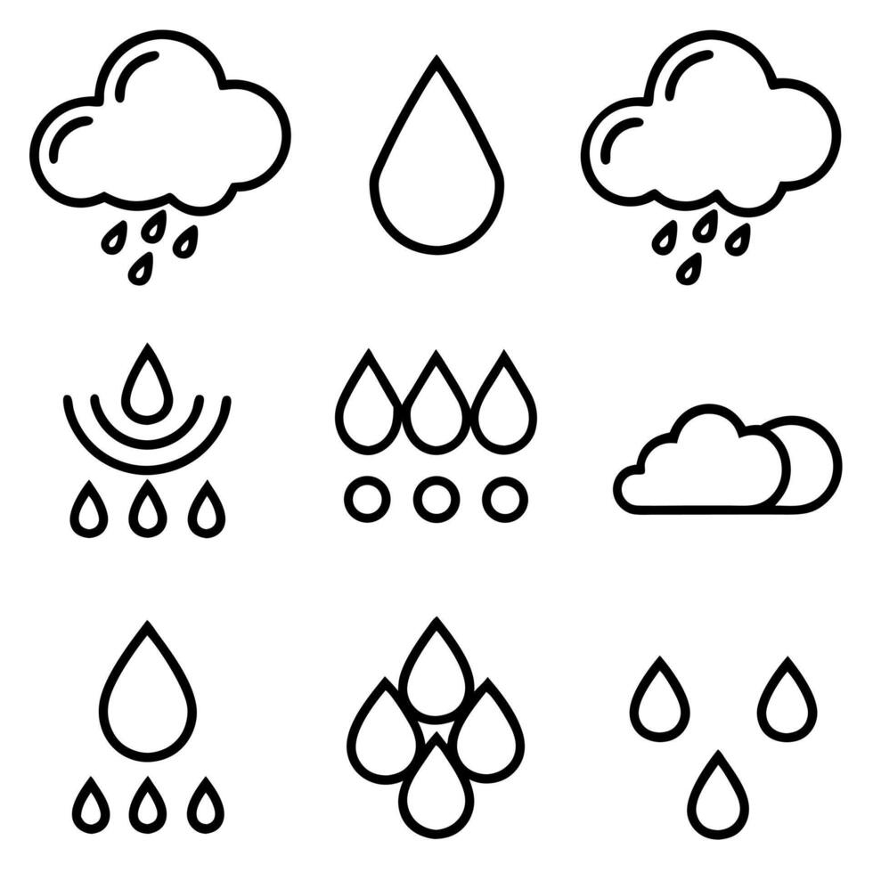 Simple Rain Icon Set with Different Styles vector