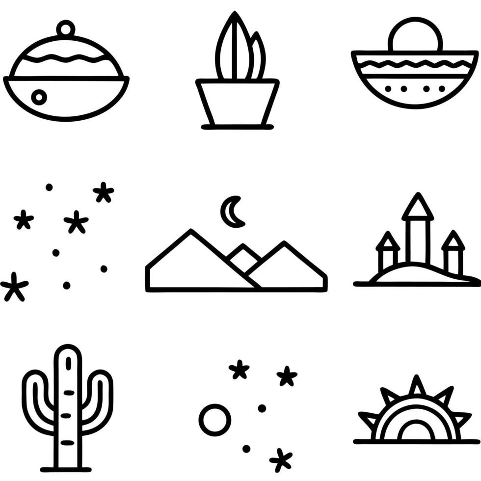 Simple Desert Icon Set vector