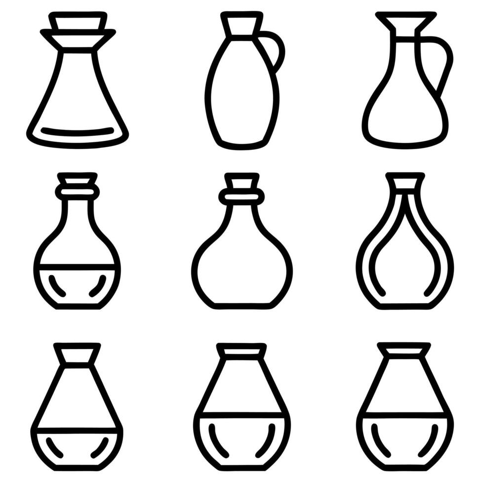Simple Black Line Art Carafe and Bottle vector