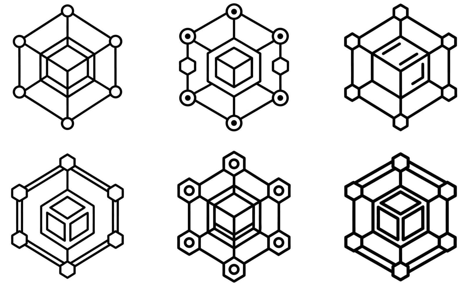 Abstract Shapes, Connected Cubes Design vector