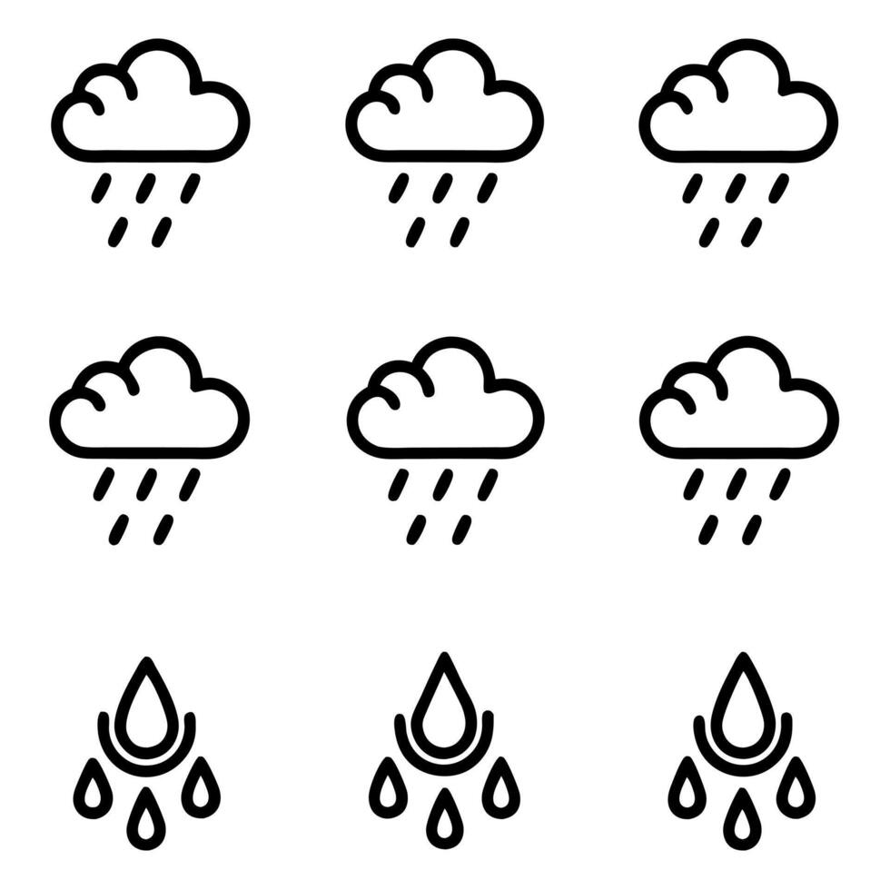 Simple Rain Icon Set vector