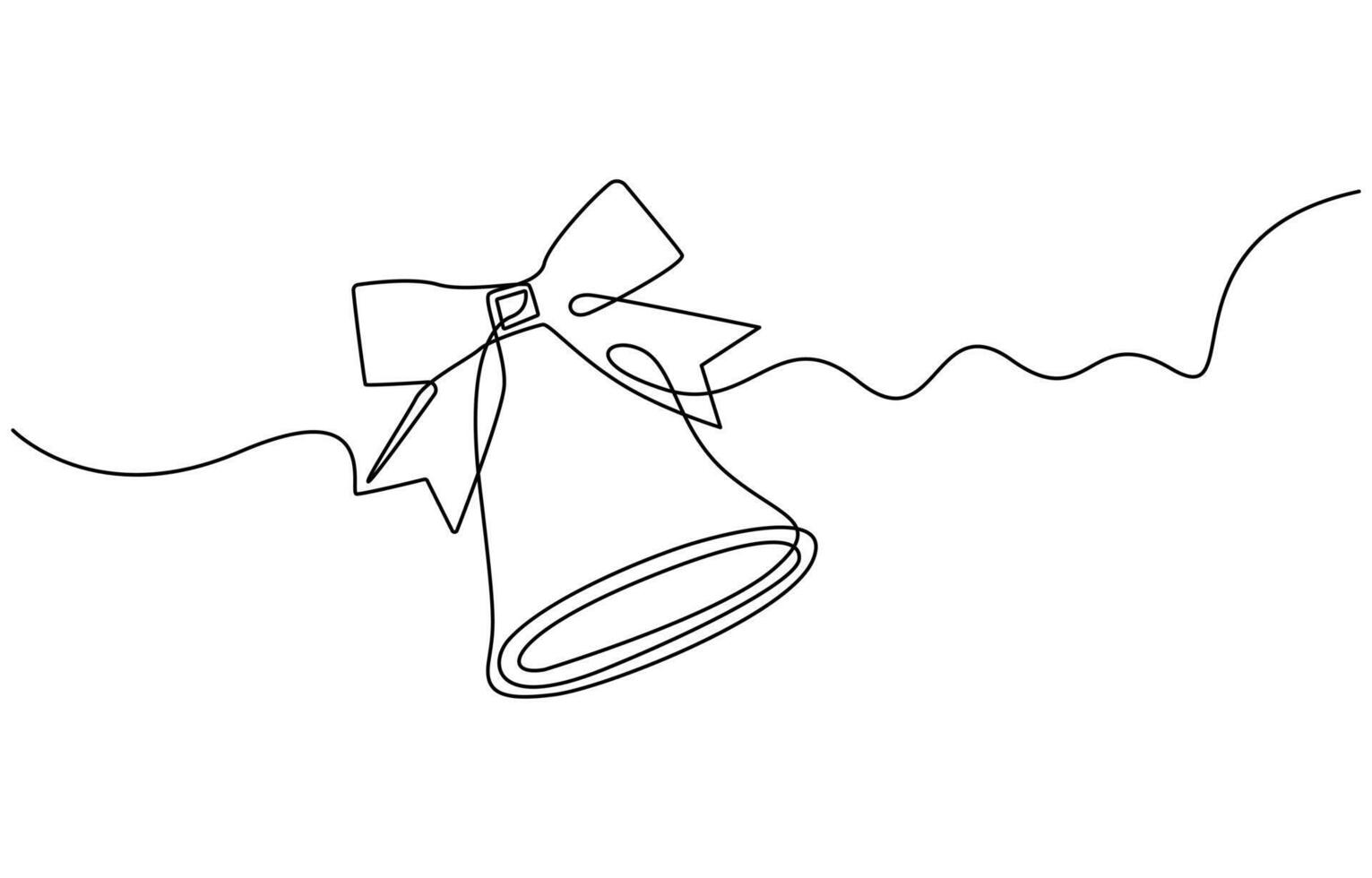 Bell icon continuous line art drawing vector